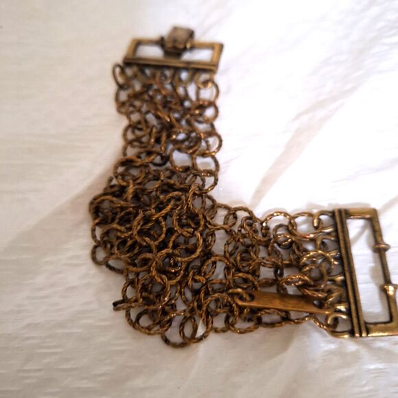 A Vintage Chainmail Bracelet Cuff Steampunk Grunge Industrial Heavy Metal - Picture 8 of 8